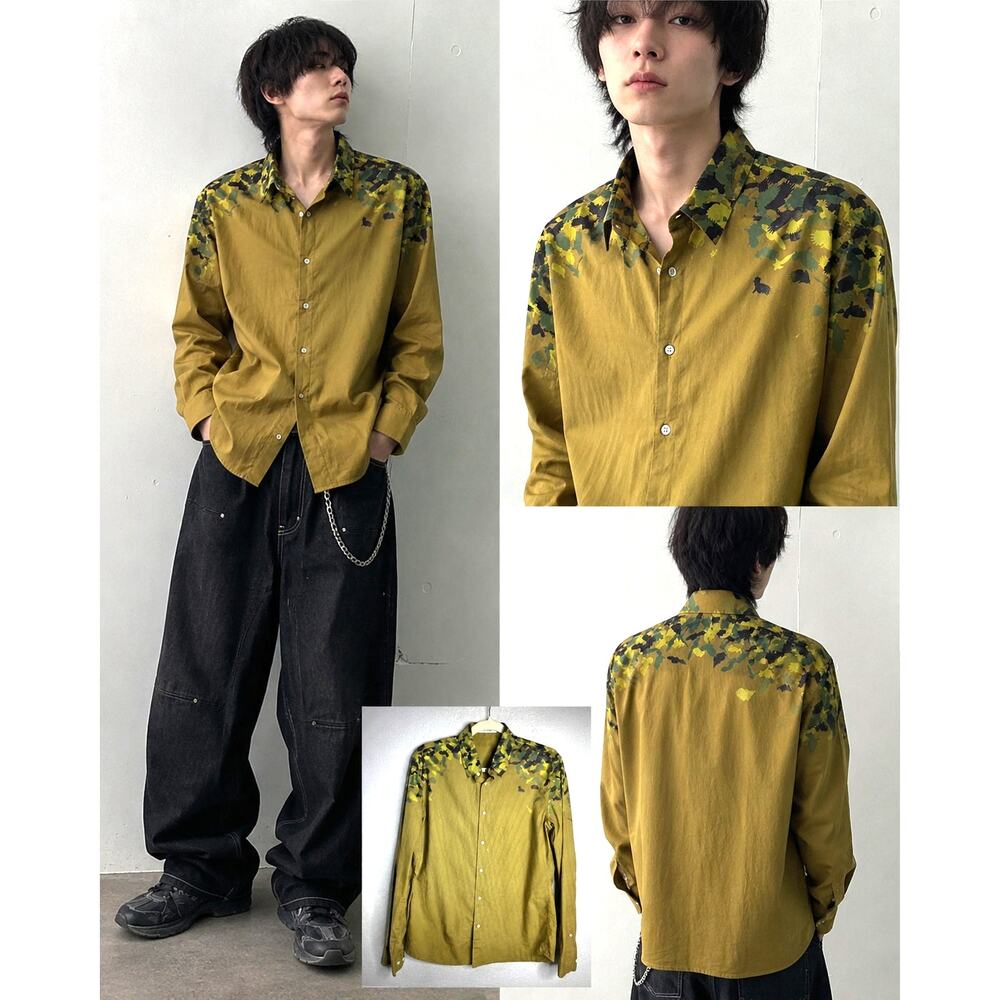 ALT Fineism Vintage Y2K Korean Camo Button Down Shirt Khaki Large Rare